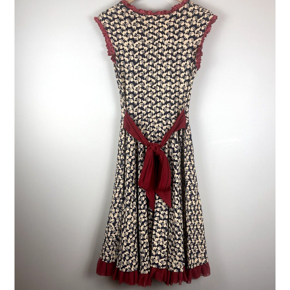 Effie's Heart Navy and Cream Floral Midi Dress with Red Trim - Picture 10 of 15